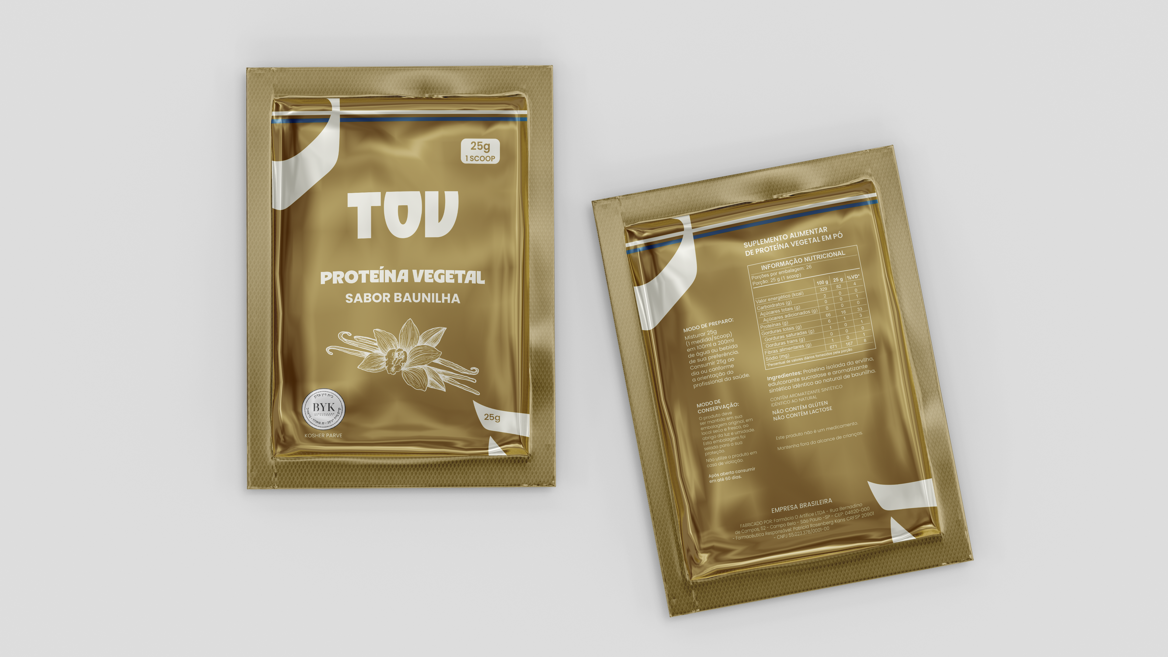 Proteína Vegetal sabor BAUNILHA - 25g - 1 dose |  TOV